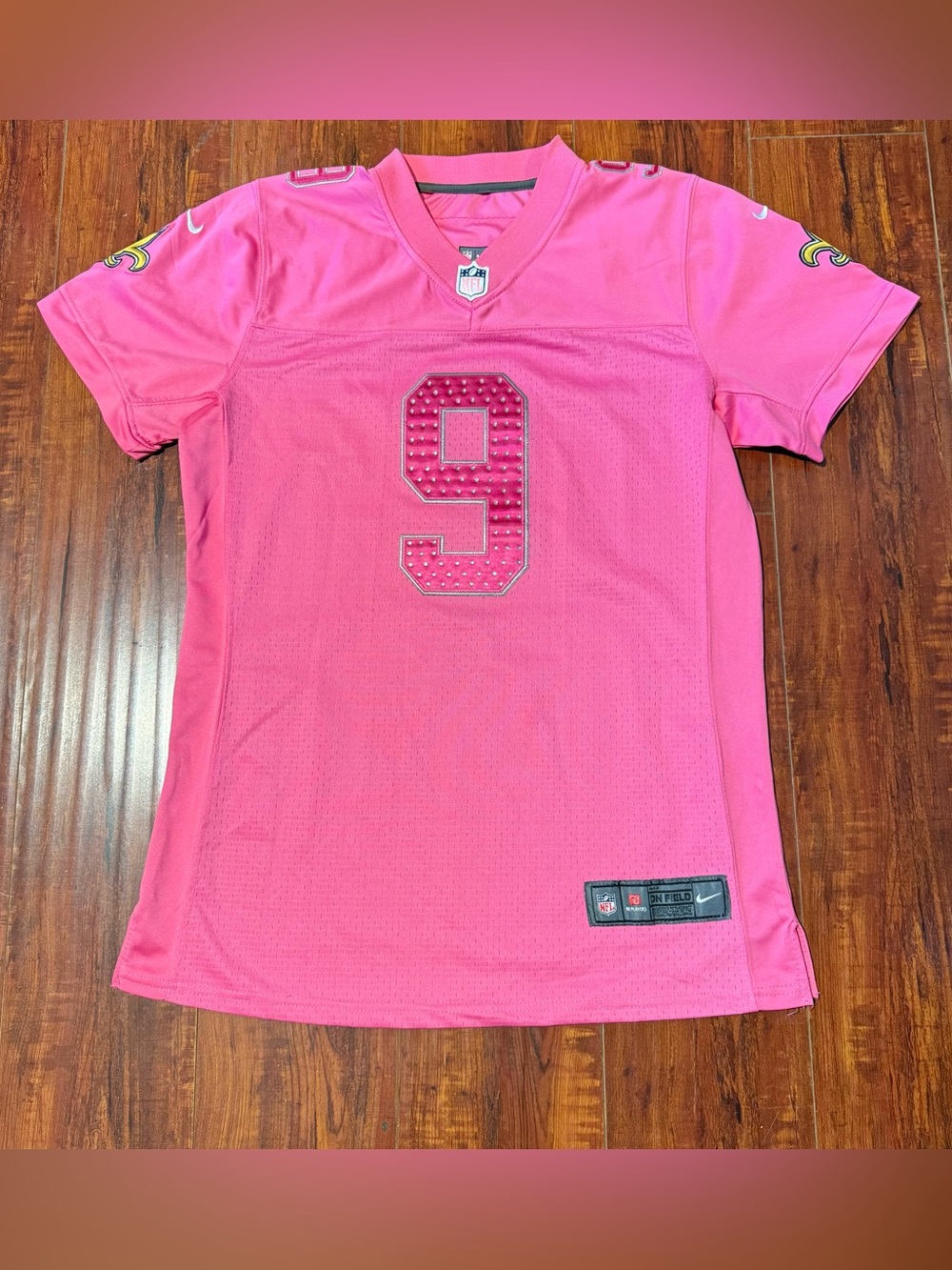 Drew Brees New Orleans Saints #9 Pink Nike Jersey Women’s Labeled XXL Fits Large